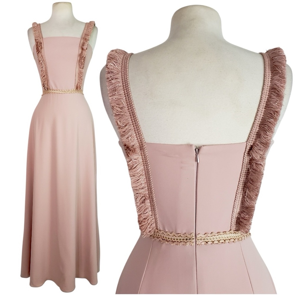 Muted Pink Maxi Dress with Square Neckline for Weddings - Picture 3 of 10